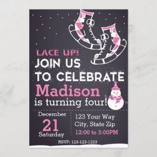 Invitación de cumpleaños de la pista de hielo (ros