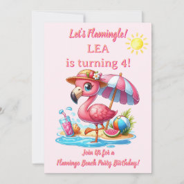 Invitación de cumpleaños de la playa de flamencos 
