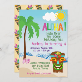 Invitación de cumpleaños de la playa tropical Aloh