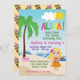 Invitación de cumpleaños de la playa tropical Aloh