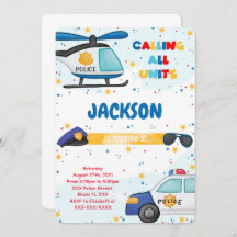 Invitación de cumpleaños de la policía editable