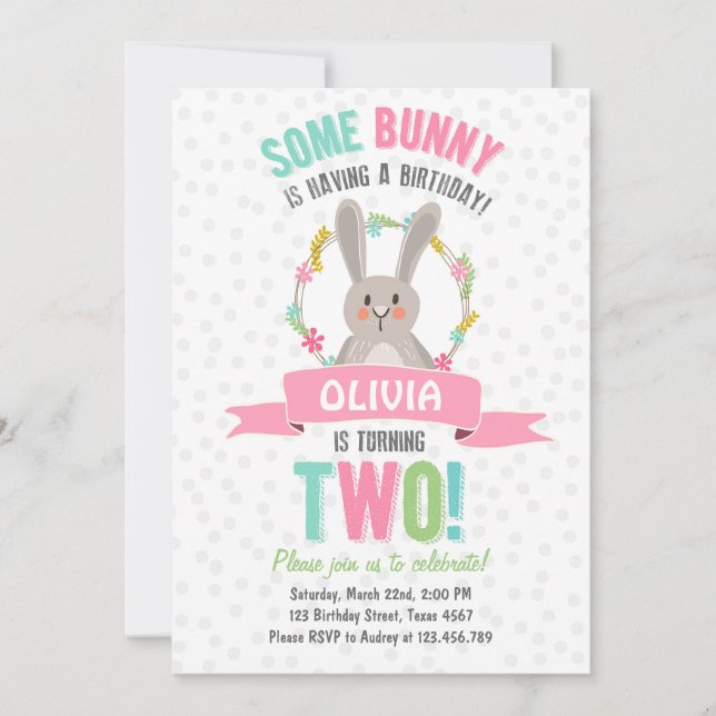 Invitación de cumpleaños de la primavera de Semana (Anverso)