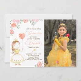 Invitación de cumpleaños de la princesa acuarela c