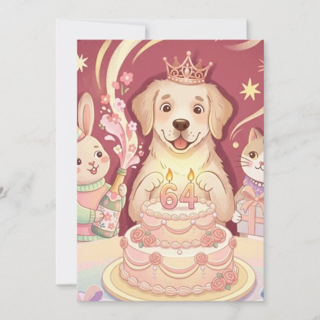 Invitación de Cumpleaños de la Princesa Cachorro A (Anverso)