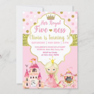 Invitación de cumpleaños de la princesa chica de p