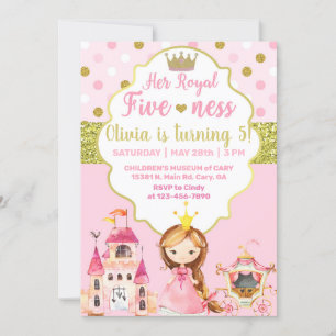 Invitación de cumpleaños de la princesa chica de p