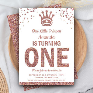 Invitación de cumpleaños de la princesa con brillo