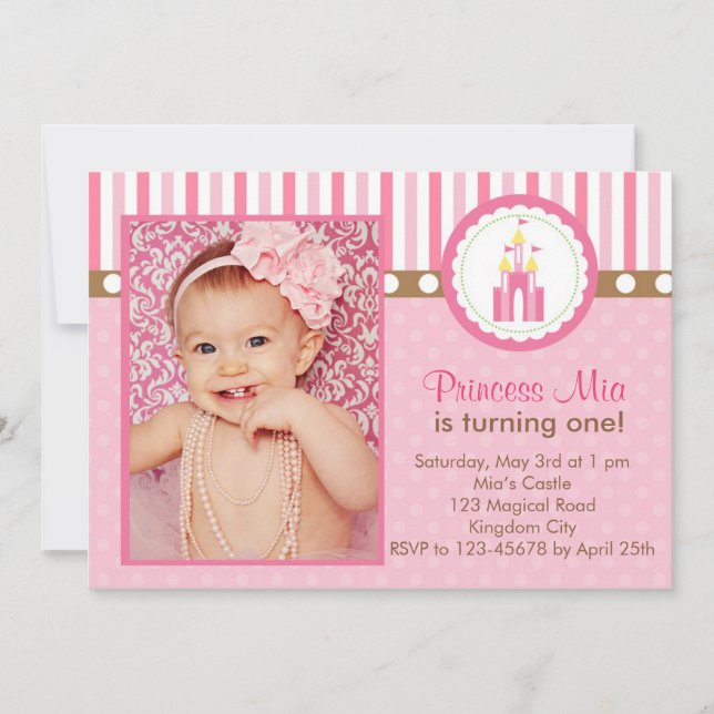 Invitación de cumpleaños de la princesa con foto ( (Anverso)