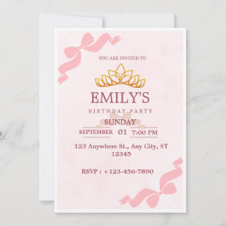 Invitación de cumpleaños de la princesa Corona de