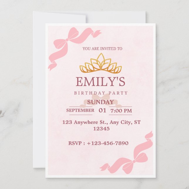 Invitación de cumpleaños de la princesa Corona de  (Anverso)