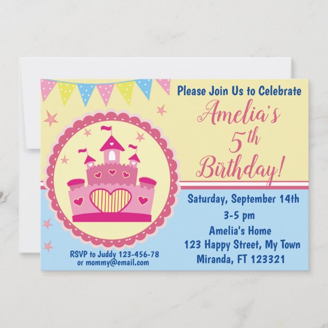 invitación de cumpleaños de la princesa del castil (Anverso)
