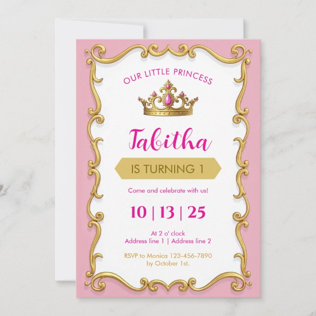 Invitación de cumpleaños de la Princesa Real Edita (Anverso)