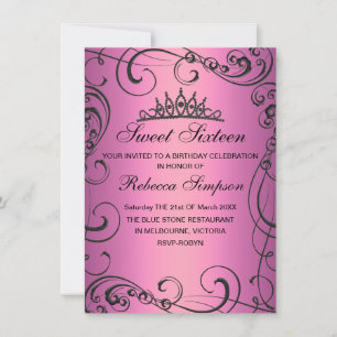 Invitación de cumpleaños de la princesa rosa dulce