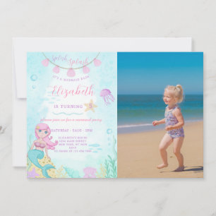 Invitación de cumpleaños de la princesa sirena con