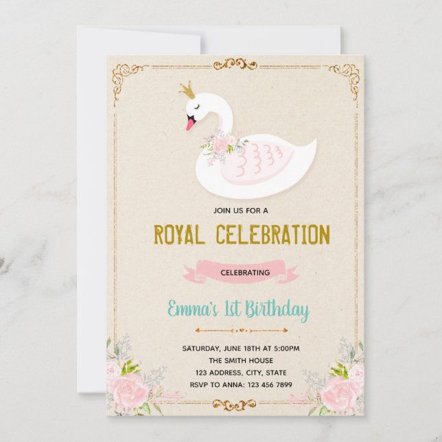 Invitación de cumpleaños de la princesa Swan (Anverso)