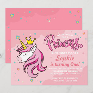 Invitación de cumpleaños de la princesa unicornio