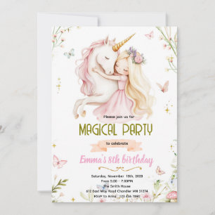 Invitación de cumpleaños de la princesa unicornio