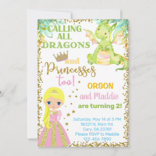 Invitación de cumpleaños de la princesa y los herm
