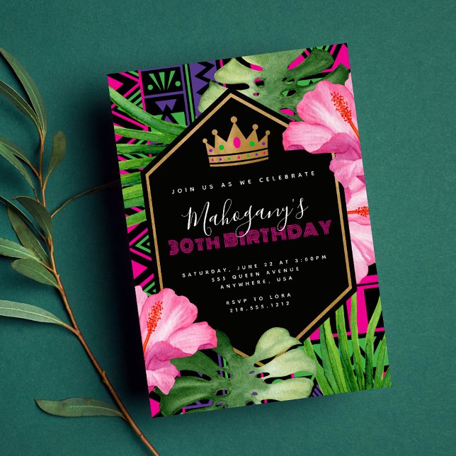 Invitación de cumpleaños de la reina africana Trop (Subido por el creador)