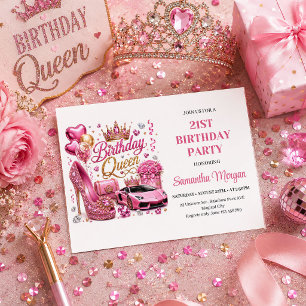 Invitación de cumpleaños de la reina de confeti de