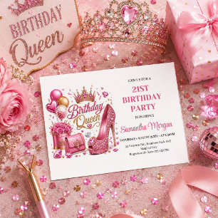 Invitación de cumpleaños de la Reina de confeti de