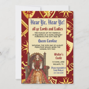 Invitación de cumpleaños de la reina del Renacimie