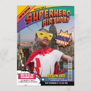 Invitación de cumpleaños de la revista Superhero C
