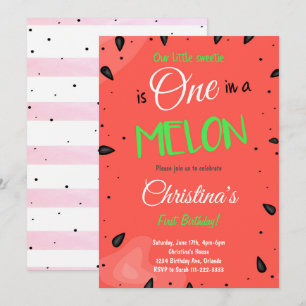 Invitación de cumpleaños de la sandía roja