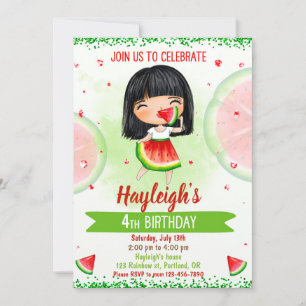 Invitación de cumpleaños de la sandía Uno en una m