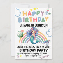 Invitación de cumpleaños de la Sirena Azul