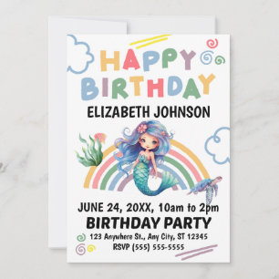 Invitación de cumpleaños de la Sirena Azul