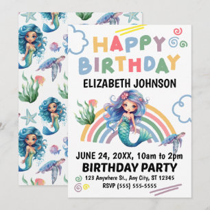 Invitación de cumpleaños de la Sirena Azul