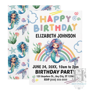Invitación de cumpleaños de la Sirena Azul