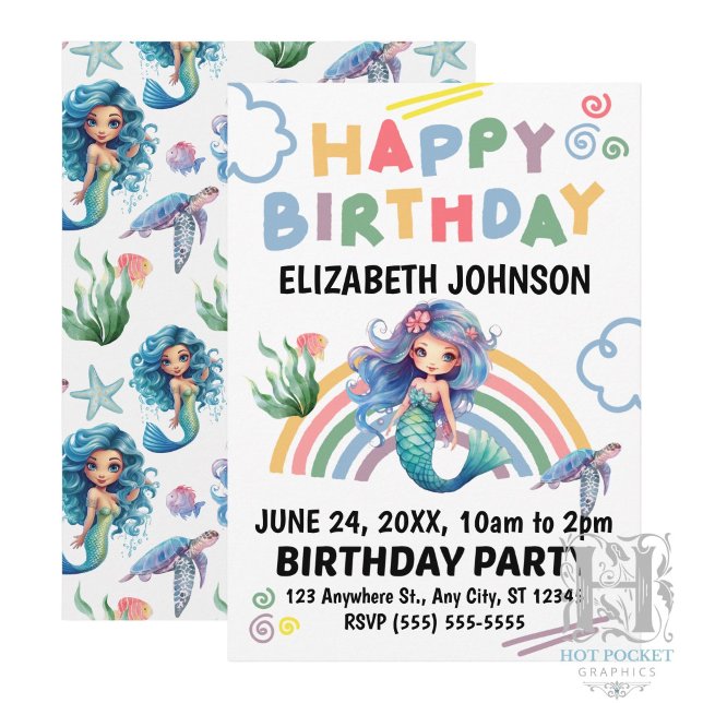 Invitación de cumpleaños de la Sirena Azul (Subido por el creador)