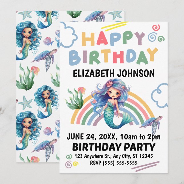 Invitación de cumpleaños de la Sirena Azul (Subido por el creador)