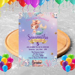 Invitación de cumpleaños de la sirena para Chica