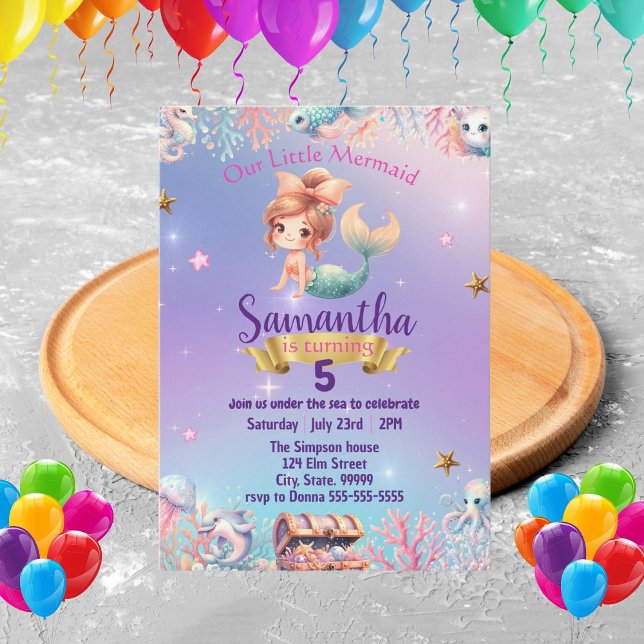 Invitación de cumpleaños de la sirena para Chica (Subido por el creador)