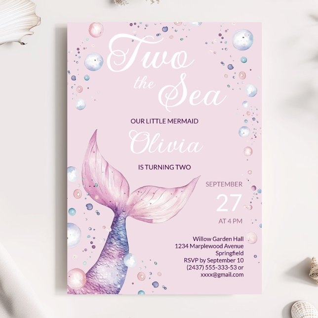 Invitación de cumpleaños de la sirena rosa dos al  (Subido por el creador)