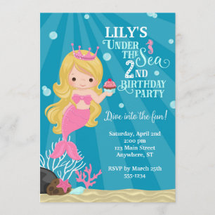 Invitación de cumpleaños de la sirena rubia