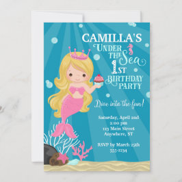 Invitación de cumpleaños de la sirena rubia