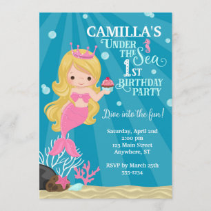 Invitación de cumpleaños de la sirena rubia