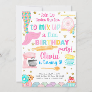 Invitación de cumpleaños de la sirena y del chica 