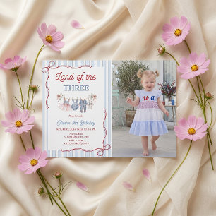 Invitación de cumpleaños de la tierra de las tres 