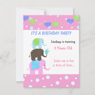 Invitación de cumpleaños de la Torre de Elefantes