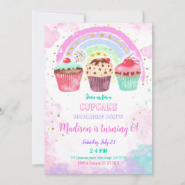 Invitación de cumpleaños de la torta de cupakes ed