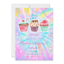 Invitación de cumpleaños de la torta de cupakes ed