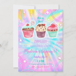 Invitación de cumpleaños de la torta de cupakes ed