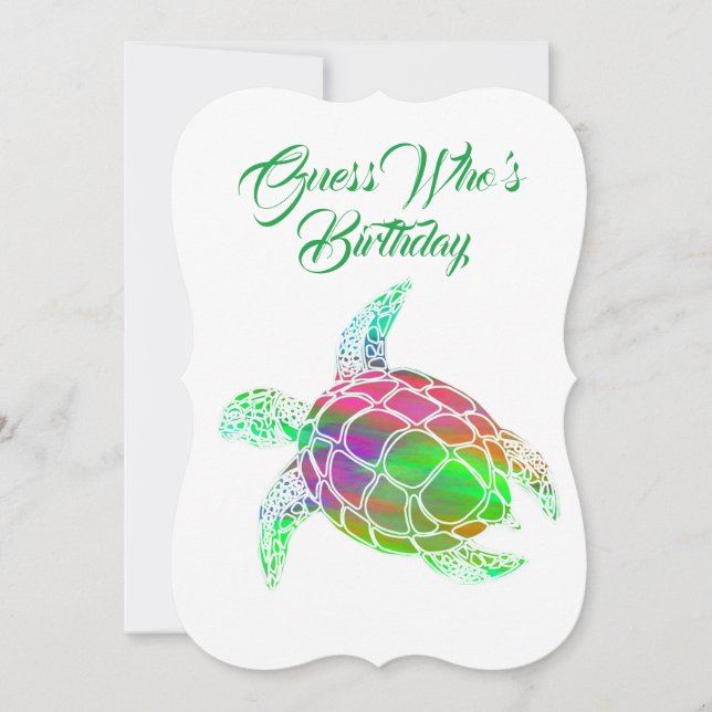 Invitación de cumpleaños de la tortuga marina (Anverso)