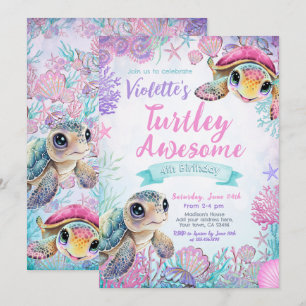 Invitación de cumpleaños de la tortuga marina