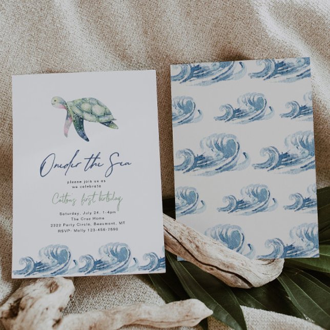 Invitación de cumpleaños de la tortuga marina (Subido por el creador)